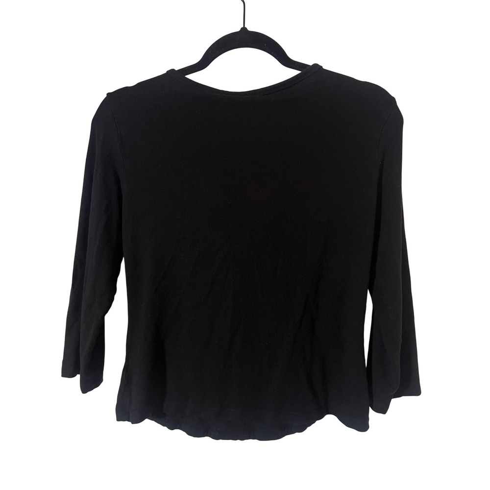 Thalia Sodi Ruched Front Top XL Minimalist Black 3/4 Sleeve Scoop Neck - Picture 4 of 5